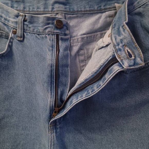 Lee Faded Denim Jeans Tag 36 x 32 Measure 34 x 31.5 Straight Leg Light Blue Wash - Picture 5 of 10